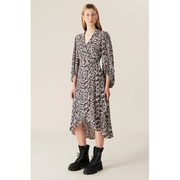 Ganni Dresses & Skirts - NWT Ganni phantom floral printed midi wrap dress